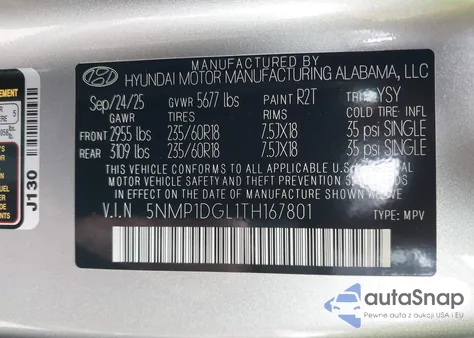 2026 Hyundai Santa Fe Se from USA, damaged, VIN 5NMP1DGL1TH167801